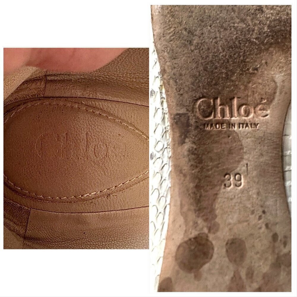 Chloe Lauren Ballet Ballerina Flats, in white snake, Scalloped edge, Size 39 - Picture 8 of 11